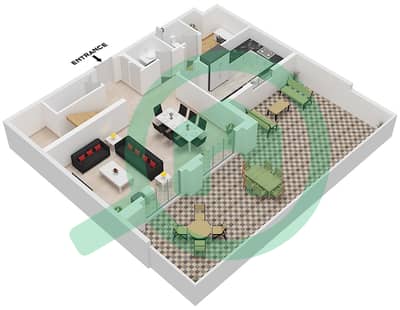 水晶公寓 - 3 卧室联排别墅类型／单位3TH-1 / UNIT 2, FLOOR 1.2戶型图