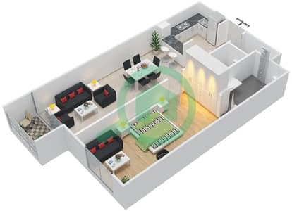 La Residence - 1 Bedroom Apartment Unit 107-307 Floor plan La Residence - 1 Bedroom Apartment Unit 107-307 Floor plan