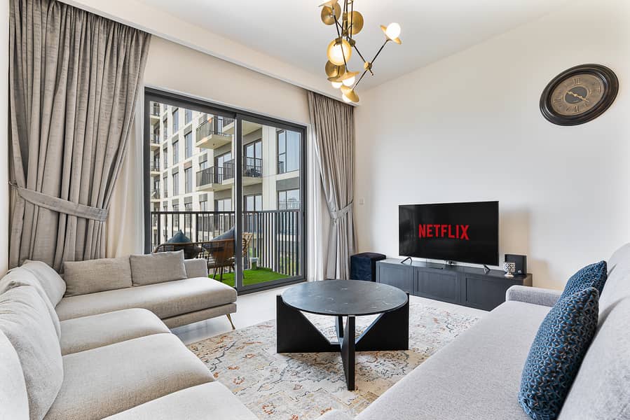 Bright 1BR APT in Dubai Hills | Near Burj Khalifa | Furnished | Flexible term