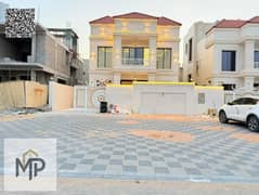 One of the most luxurious villas in Ajman, with a palace design, super deluxe finishes, and personal construction, with freehold ownership.