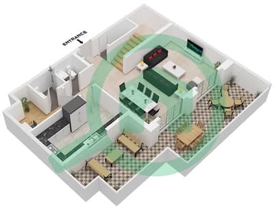 水晶公寓 - 3 卧室联排别墅类型／单位3TH-5 / UNIT 10 FLOOR 1,2戶型图