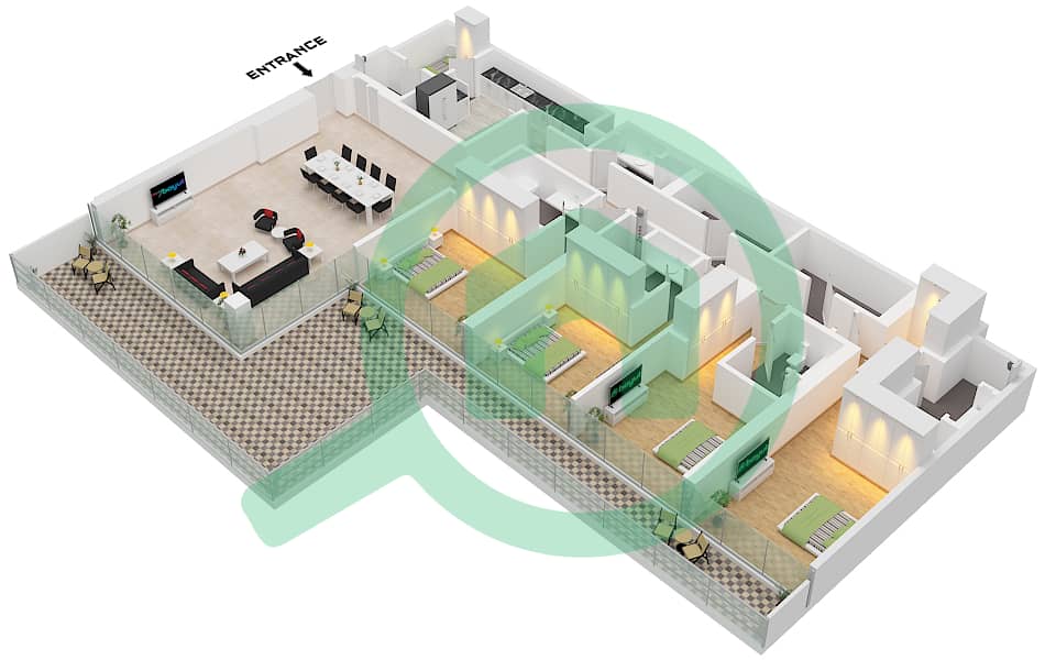 Eden House The Canal - 4 Bedroom Apartment Unit 18 FLOOR 2 Floor plan Unit 18 Floor 2 interactive3D
