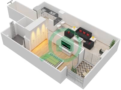 La Residence - 1 Bedroom Apartment Unit 408 Floor plan La Residence - 1 Bedroom Apartment Unit 408 Floor plan