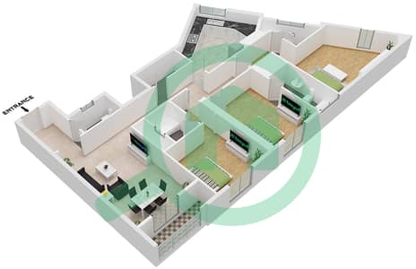 Nuaimia Two Tower - 3 卧室公寓单位07 FLOOR 2戶型图