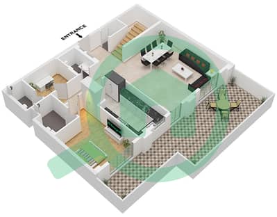 水晶公寓 - 4 卧室联排别墅类型／单位4TH-5 / UNIT 8 FLOOR 1,2戶型图