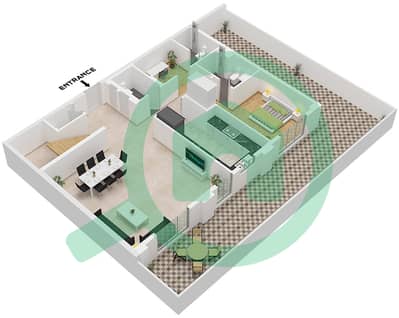 水晶公寓 - 4 卧室联排别墅类型／单位4TH-1 / UNIT 1 FLOOR 1,2戶型图