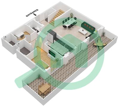 水晶公寓 - 4 卧室联排别墅类型／单位4TH-3 / UNIT 5 FLOOR 1,2戶型图