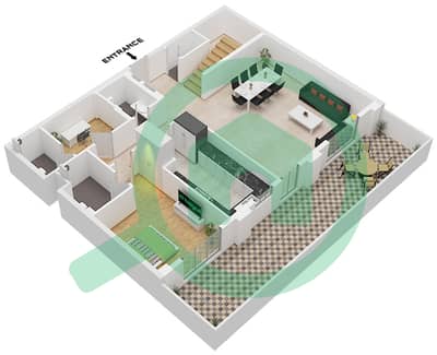 水晶公寓 - 4 卧室联排别墅类型／单位4TH-4 / UNIT 6 FLOOR 1,2戶型图