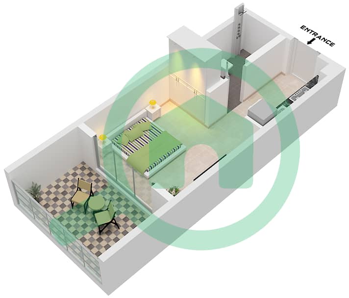 Weybridge Gardens 2 - 单身公寓类型／单位3 / UNIT 3戶型图 Type 3 Unit 3 interactive3D