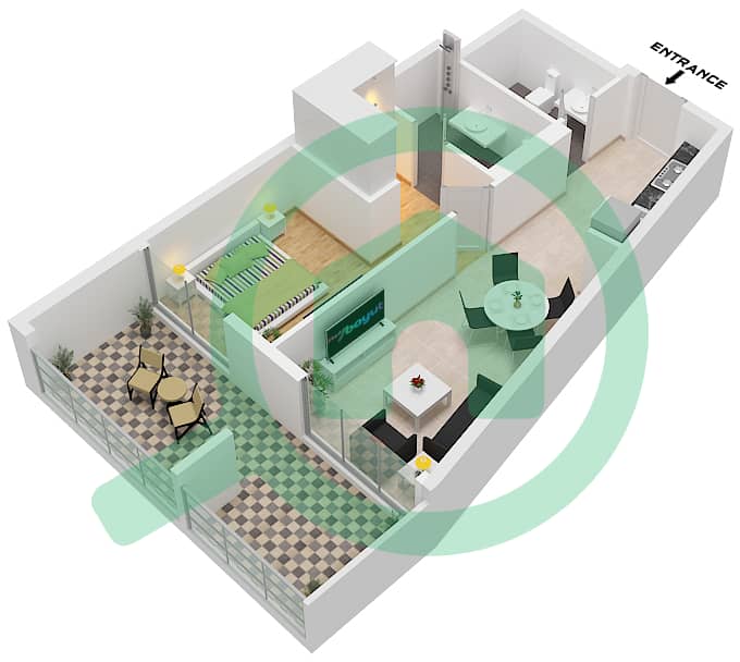 Weybridge Gardens 2 - 1 卧室公寓类型／单位4 / UNIT 13戶型图 Type 4 Unit 13 interactive3D