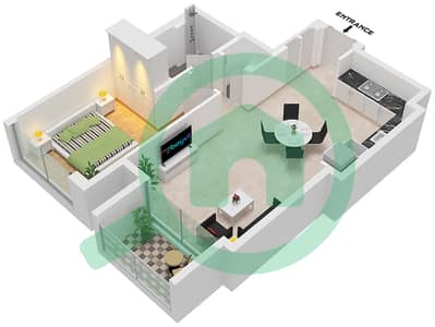 Palace Residences Creek Blue - 1 卧室公寓单位1-3 FLOOR PODIUM 2,1-23戶型图