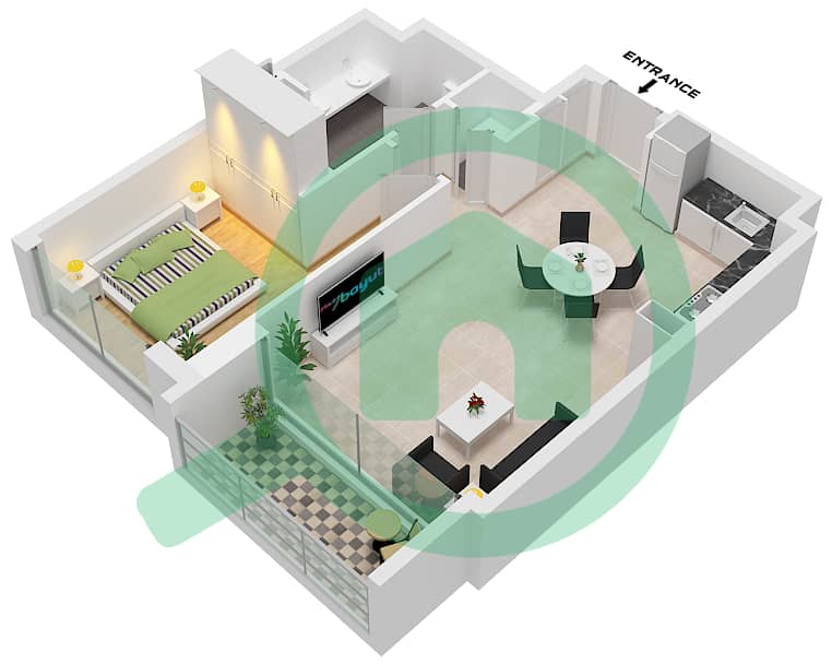Palace Residences Creek Blue - 1 卧室公寓单位4-6 FLOOR PODIUM 2,1-23戶型图 Unit 4 Floor Podium 2 
Unit 5 Floor 1 
Unit 6 Floor 2-23,25-50 interactive3D
