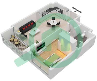 Palace Residences Creek Blue - 1 卧室公寓单位5-7 FLOOR PODIUM 2,1-23戶型图