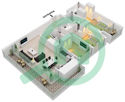 Palace Residences Creek Blue - 3 卧室公寓单位9 FLOOR 2-23,35-50戶型图