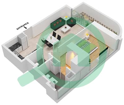 The Orchard Place Tower A - Апартамент 1 Спальня планировка Тип 4 FLOOR 2-21