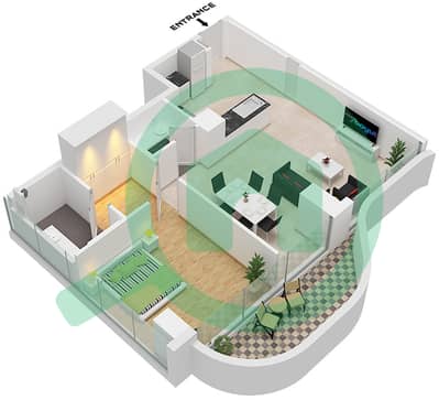 The Orchard Place Tower A - Апартамент 1 Спальня планировка Тип 6 FLOOR 12-21
