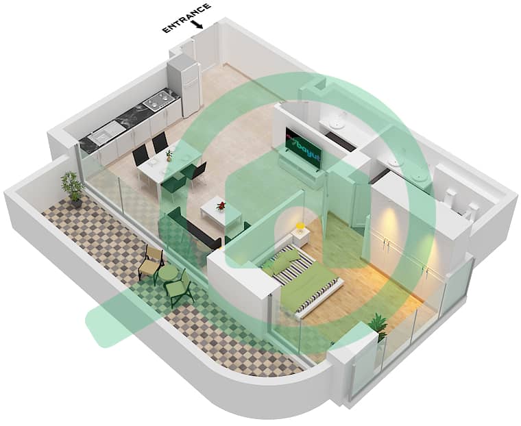 The Orchard Place Tower A - Апартамент 1 Спальня планировка Тип 7 FLOOR 11 Type 7 Floor 11 interactive3D