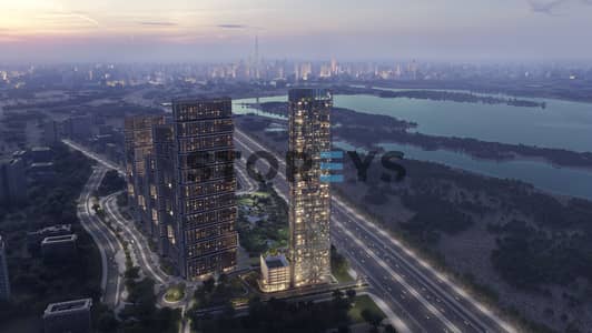 4 Bedroom Flat for Sale in Sobha Hartland, Dubai - Aerial Shot (Night). jpg