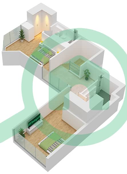 The Orchard Place Tower A - Апартамент 3 Cпальни планировка Тип 3 FLOOR 1 Type 3 Floor 1 Upper interactive3D