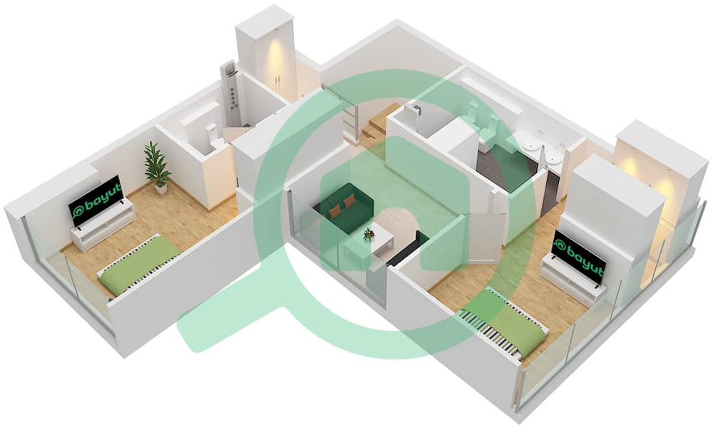 The Orchard Place Tower A - Апартамент 3 Cпальни планировка Тип 1 FLOOR 1 Type 1 Floor 1 Upper interactive3D