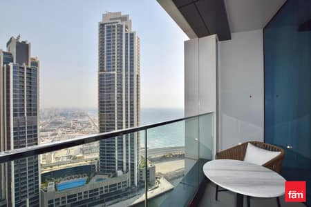 1 Bedroom Flat for Rent in Jumeirah Beach Residence (JBR), Dubai - Furnished| High Floor| Private Beach and Sea View