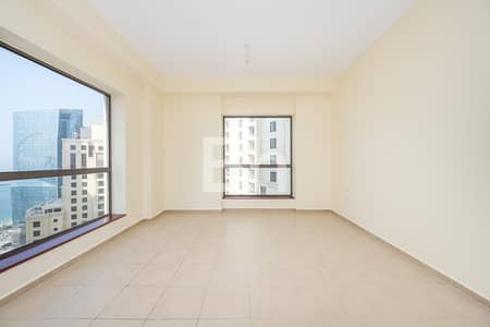2 Bedroom Flat for Rent in Jumeirah Beach Residence (JBR), Dubai - High Floor | Unfurnished | Partial Marina View