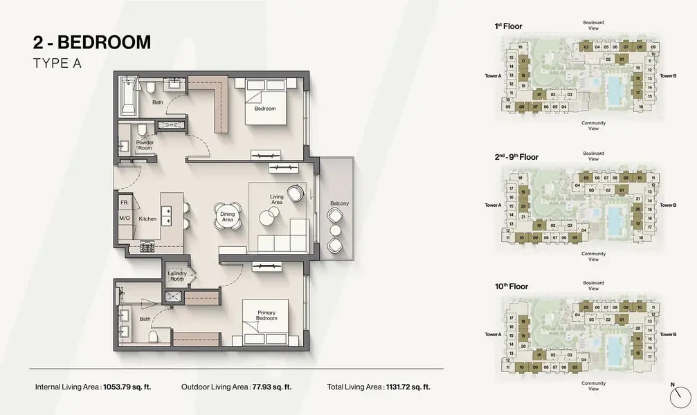 2 BR floor plan