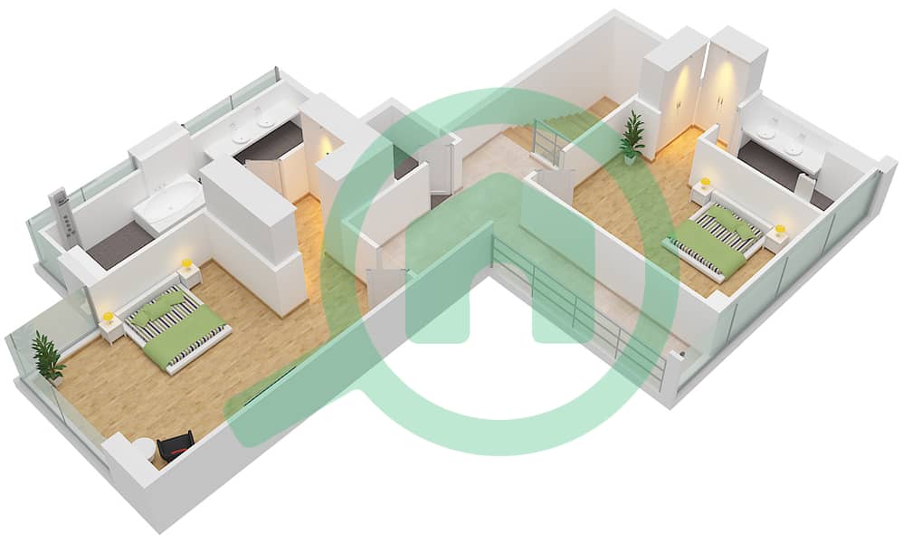 The Orchard Place Tower A - Пентхаус 3 Cпальни планировка Тип 1 FLOOR 22 Type 1 Floor 22 Upper interactive3D