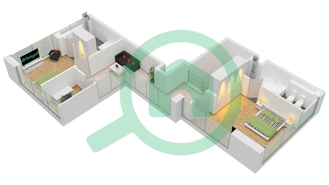 The Orchard Place Tower A - Пентхаус 3 Cпальни планировка Тип 4 FLOOR 22 Type 4 Floor 22 Upper interactive3D