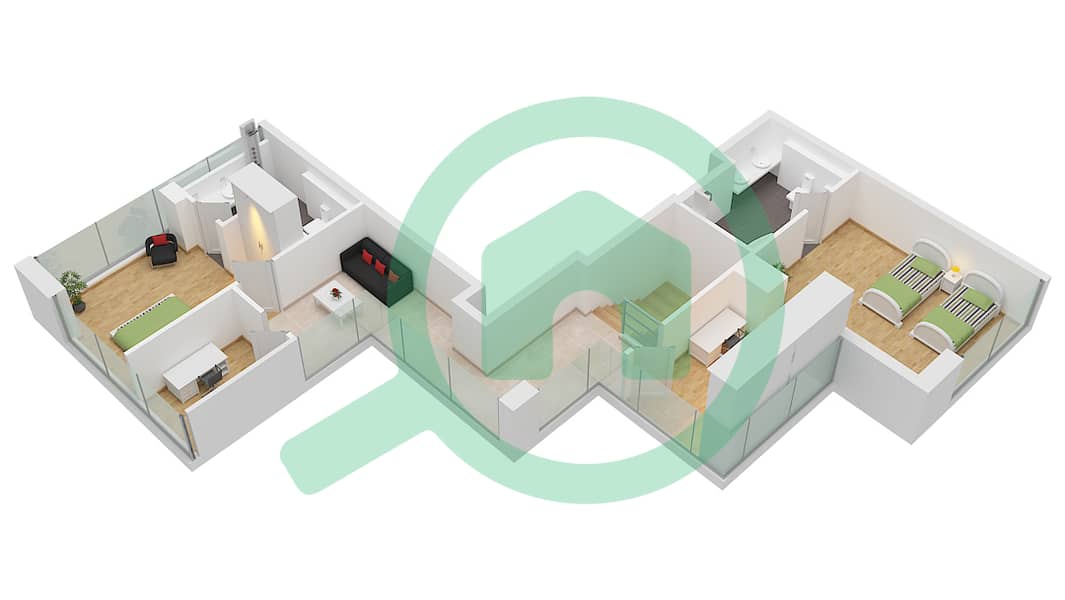 The Orchard Place Tower A - Пентхаус 3 Cпальни планировка Тип 4 FLOOR 23 Type 4 Floor 23 Upper interactive3D