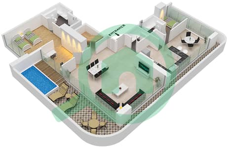 The Orchard Place Tower A - Пентхаус 3 Cпальни планировка Тип 3 FLOOR 23