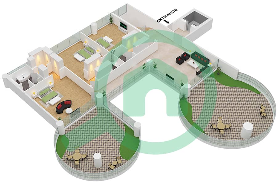 المخططات الطابقية لتصميم النموذج 4 شقة 5 غرف نوم - كافالي كوتور Type 4 Upper Floor interactive3D
