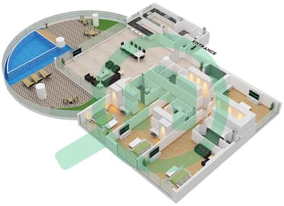 المخططات الطابقية لتصميم النموذج 1A شقة 4 غرف نوم - كافالي كوتور