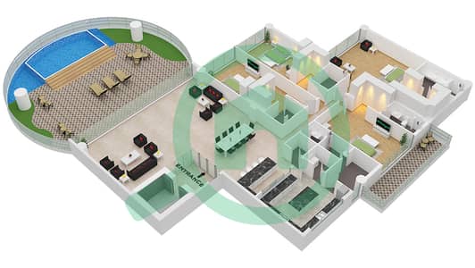 المخططات الطابقية لتصميم النموذج 3A شقة 4 غرف نوم - كافالي كوتور