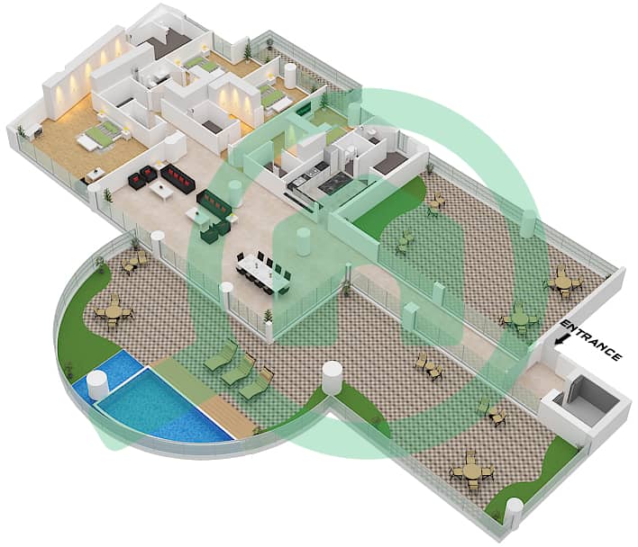 المخططات الطابقية لتصميم النموذج 5A شقة 4 غرف نوم - كافالي كوتور Type 5A interactive3D