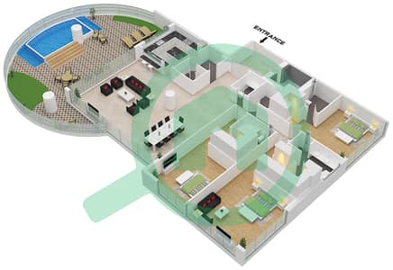 المخططات الطابقية لتصميم النموذج 1B شقة 3 غرف نوم - كافالي كوتور