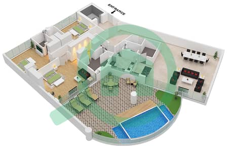 المخططات الطابقية لتصميم النموذج 2 شقة 3 غرف نوم - كافالي كوتور