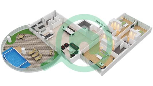 المخططات الطابقية لتصميم النموذج 3B شقة 3 غرف نوم - كافالي كوتور