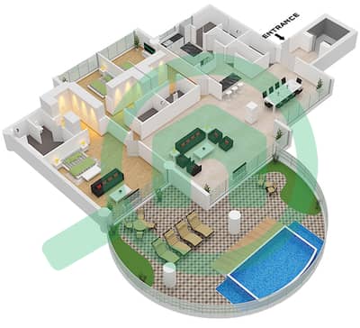 المخططات الطابقية لتصميم النموذج 4B شقة 3 غرف نوم - كافالي كوتور