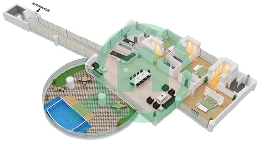 المخططات الطابقية لتصميم النموذج 5B شقة 3 غرف نوم - كافالي كوتور