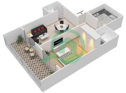 Lavender Tower - 1 Bed Apartments Unit 13 Floor 42-46 Floor plan