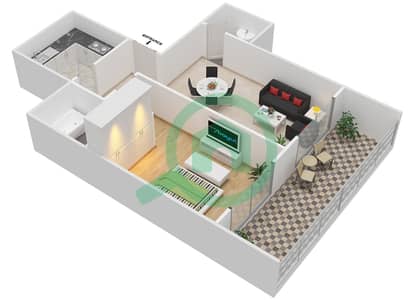 Lavender Tower - 1 Bed Apartments Unit 2 Floor 7-41 Floor plan
