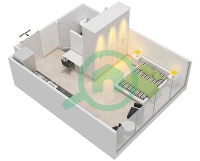 المخططات الطابقية لتصميم النموذج 3 شقة استوديو - عزيزي ريفييرا 1