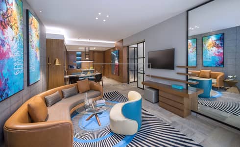 1 Bedroom Hotel Apartment for Rent in Palm Jumeirah, Dubai - 1-Bedroom Designer Residence-02 Living Room. jpg