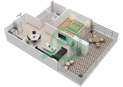 Азизи Ривьера 5 - Апартамент 1 Спальня планировка Тип 4 FLOOR 1
