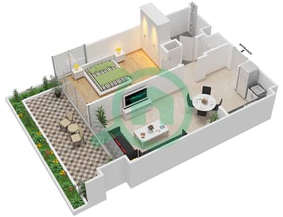 المخططات الطابقية لتصميم النموذج 2 FLOOR 1 شقة 1 غرفة نوم - عزيزي ريفييرا 5
