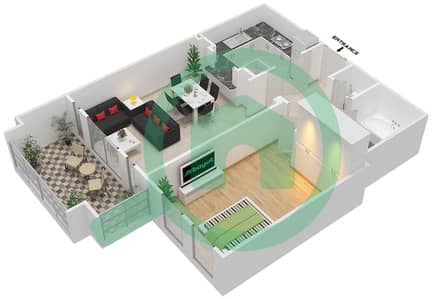 المخططات الطابقية لتصميم الوحدة 12 / FLOOR 1 شقة 1 غرفة نوم - کمون 1