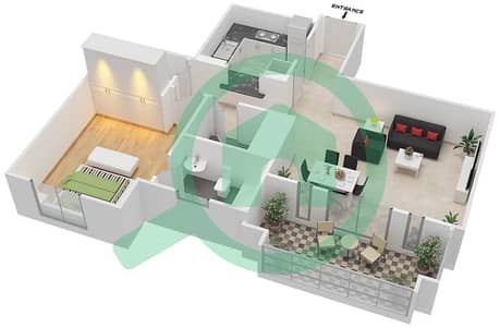 المخططات الطابقية لتصميم الوحدة 8A / FLOOR 1 شقة 1 غرفة نوم - کمون 1