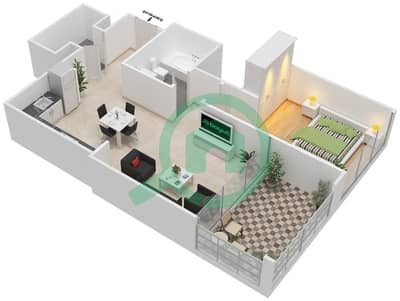Vida Za'abeel - 1 Bedroom Apartment Unit 8 FLOOR 2-14 Floor plan