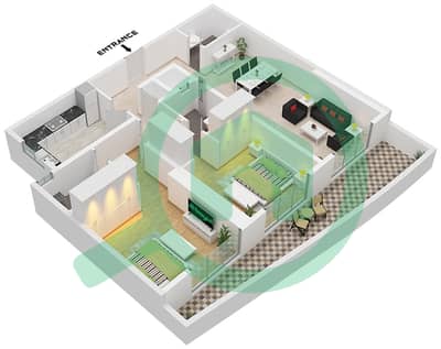 One 678 Residences - 2 卧室公寓单位06戶型图